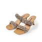 Camelfarbene Sandalette mit silbernen Steinen