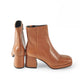 Cognac-colored heeled ankle boots