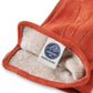 Orangefarbene Velour-Handschuhe aus Ziegenleder mit Cashmere-Futter