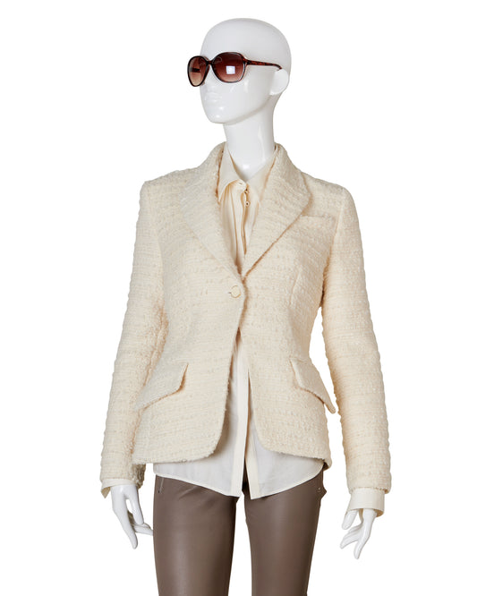 Wollweißer Bouclé-Blazer von SLY010