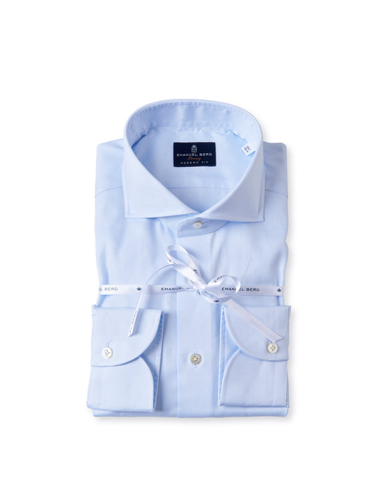 Blaues Royal Oxford Hemd mit Haikragen von Emanuel Berg
