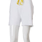 Weiße Oversize-Shorts mit gelber Schnürung