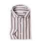 Braun/Weiß gestreiftes Hemd aus Leinen und Baumwolle