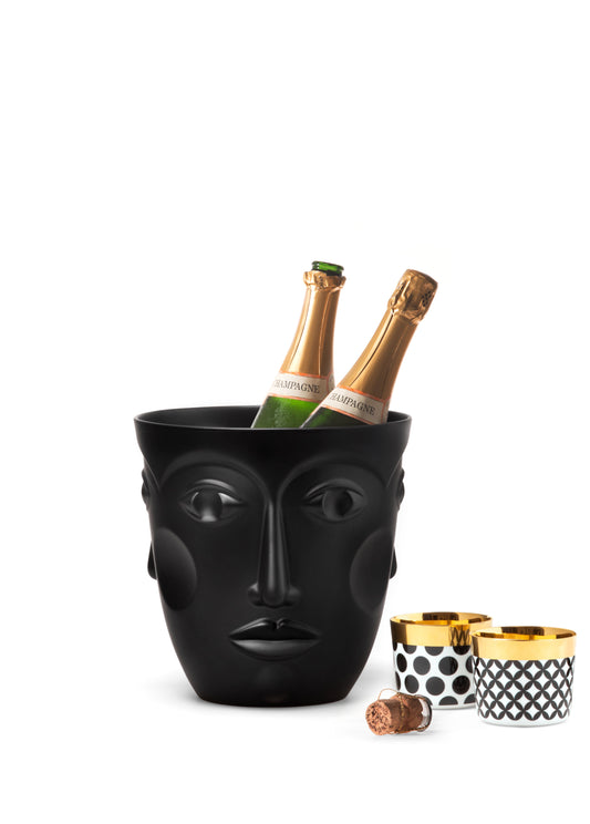 Champagnerkühler Faces Satin Black von Sieger by Fürstenberg – Ansicht 3